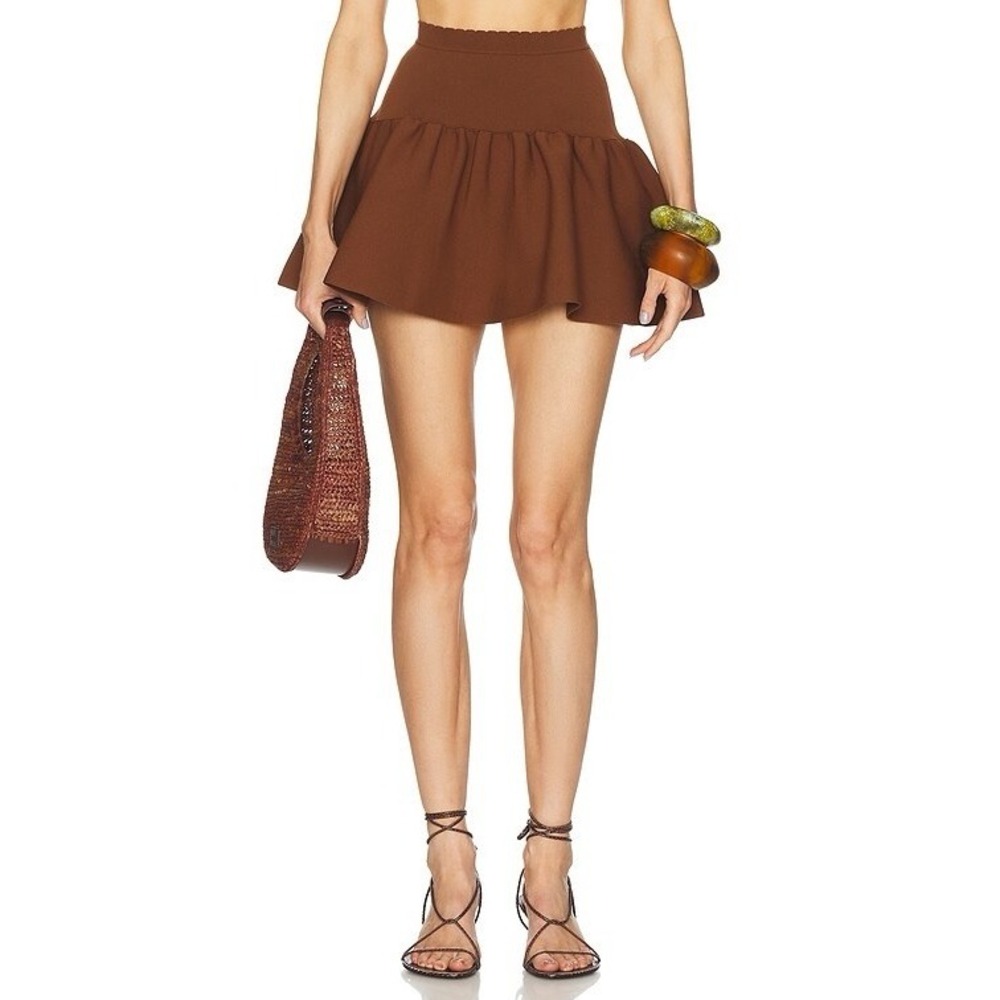 Tropic of C Julia Mini Knit Skirt in Tobacco Brown Women's Sz XS Preppy $150